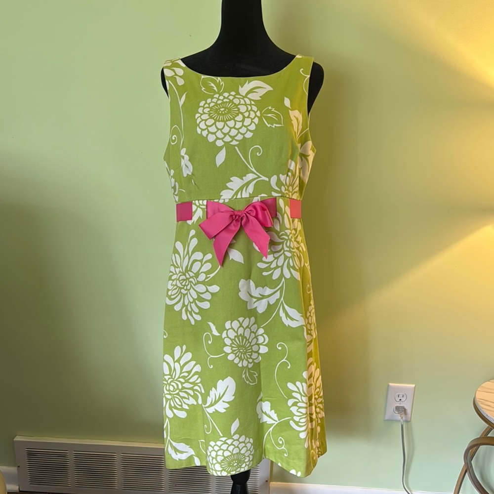 Coldwater Creek Green and White Midi Sundress